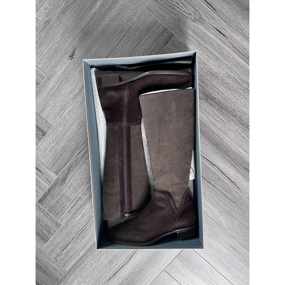 Aquatalia Knee-High Stretch Suede Riding Boots Brown Sz 10 - Picture 1 of 5